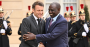 French President Emmanuel Macron shakes hands with Kenya’s President William Ruto, prior to a meeting at the Elysee Presidential Palace in Paris, on January 24, 2023. PHOTO/ Emmanuel DUNAND / AFP
