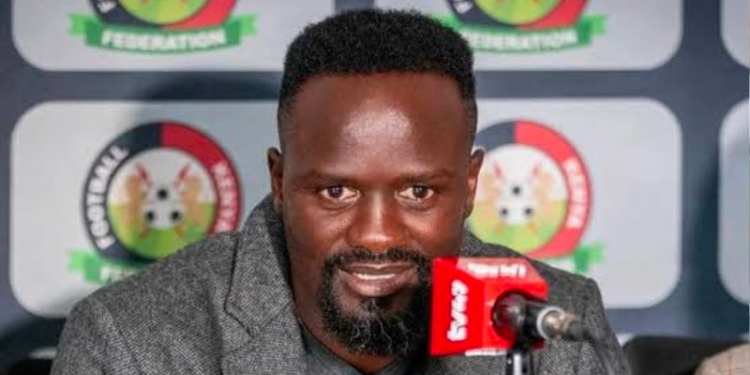 FKF’s acting president McDonald Mariga during a past media address in Nairobi. PHOTO/ FKF
