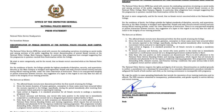 NPS Clarity Notice on Female Police Recruits Discontinuation PHOTO/NPS