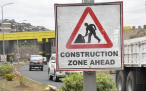 A signpost notify road users of of road construction ahead on a highway. PHOTO/ KeNHA