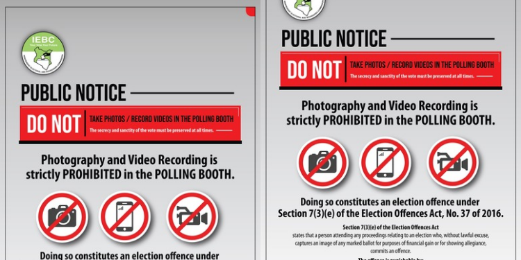 Public Notice Prohibiting Voters from Taking Photos and Videos at the Polling Booth PHOTO/IEBC 
