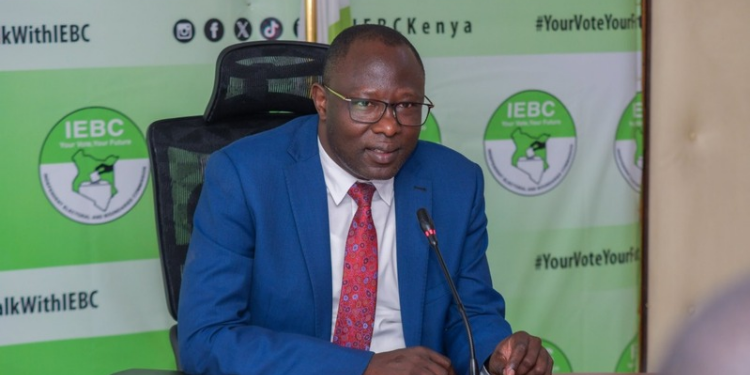 IEBC Chairperson Erastus Ethekon while addressing return officers and staff at Sawela Lodges on September 18,2025 PHOTO/IEBC