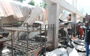 The Magereza Academy dormitory that was razed down by fire in Naivasha leaving destroying property worth thousands. PHOTO/ File