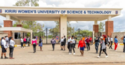 Kiriri Women's University students walking past the main entrance gate. PHOTO/ Kiriri
