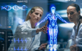 AI generated image of a lady in a lab pointing at an human anatomy structure. PHOTO/ Google