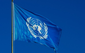A UNDP flag on a post. PHOTO/ UNDP