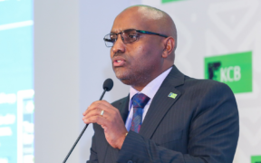 KCB Group Plc Chief Executive Officer Paul Russo speaking during the release of the group's first quarter financial statement at the Nairobi Securities Exchange. PHOTO/ File