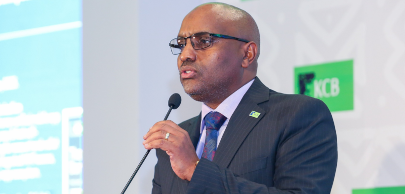 KCB Group Plc Chief Executive Officer Paul Russo speaking during the release of the group's first quarter financial statement at the Nairobi Securities Exchange. PHOTO/ File