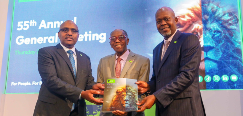 KCB Group Plc CEO Paul Russo and The Groups chairman Joseph Kinyua at the Nairobi Securities Exchange. PHOTO/ File