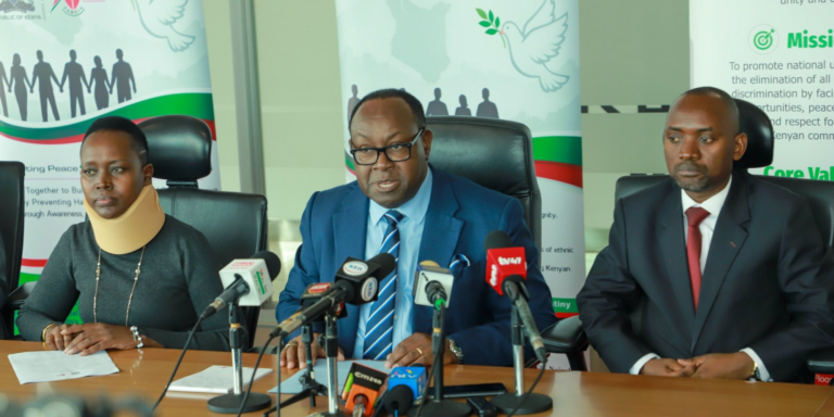 NCIC Chairperson Bishop Kepher Nyamweya during the press statement on political violence and hate speech in Nairobi on May 25,2026 PHOTO/NCIC
