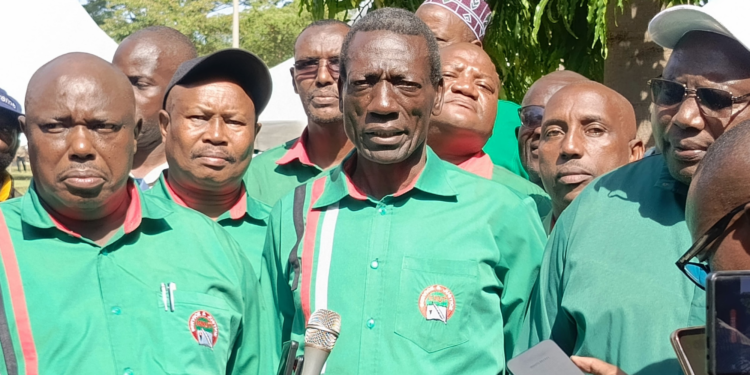 KNUT Secretary General Collins Oyuu addressing the media in Kisumu on April 4,2026 PHOTO/KNUT