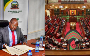 A photo collage of KeRRA Director General Eng. J. K Magondu and a past sitting of the National Assembly