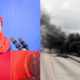 A photo collage of Tanzania President Samia Suluhu and the protests during and after the October 2025 general election