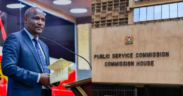 A photo collage of Treasury CS John Mbadi and PSC House in Nairobi.