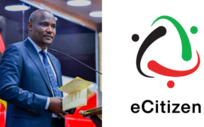 A photo collage of Treasury CS John Mbadi and eCitizen platform logo.PHOTO/Mbadi X/ Kenya National Library
