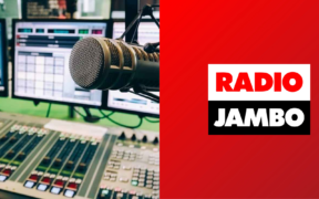 A photo collage of a rardio station and Radio Jambo logo.