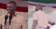 A man carrying a Bible rushed toward President William Ruto while he was speaking at the podium during the Thanksgiving Service for Sports PS Fikirini Jacobs