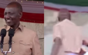 A man carrying a Bible rushed toward President William Ruto while he was speaking at the podium during the Thanksgiving Service for Sports PS Fikirini Jacobs