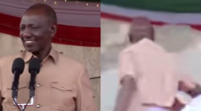 A man carrying a Bible rushed toward President William Ruto while he was speaking at the podium during the Thanksgiving Service for Sports PS Fikirini Jacobs