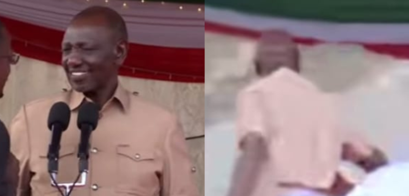 A man carrying a Bible rushed toward President William Ruto while he was speaking at the podium during the Thanksgiving Service for Sports PS Fikirini Jacobs