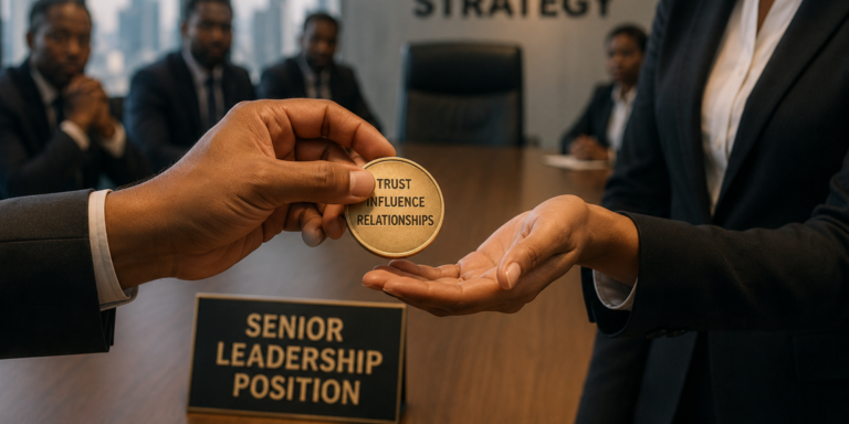 A photo illustrating some of the things needed to get senior leadership positions in Kenya.
