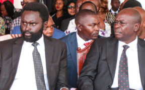 DCP Party Leader Rigathi Gachagua and Nyandarua Senator John Methu during A requiem Mass for the late Ol Kalou MP David Njuguna Kiaraho on April 8, 2025. PHOTO/ Courtesy.