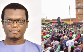 A photo collage of Dr. Luchetu Likaka and a crowd during a past DCP Party rally. PHOTO/FILE/Gachagua X.