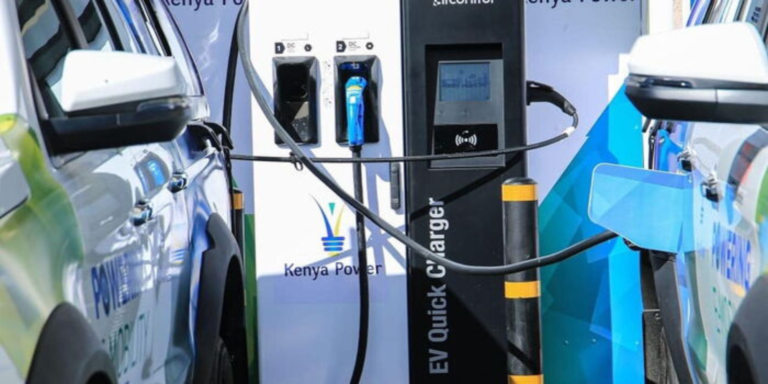A vehicle is being recharged. Photo/ Kenya Power