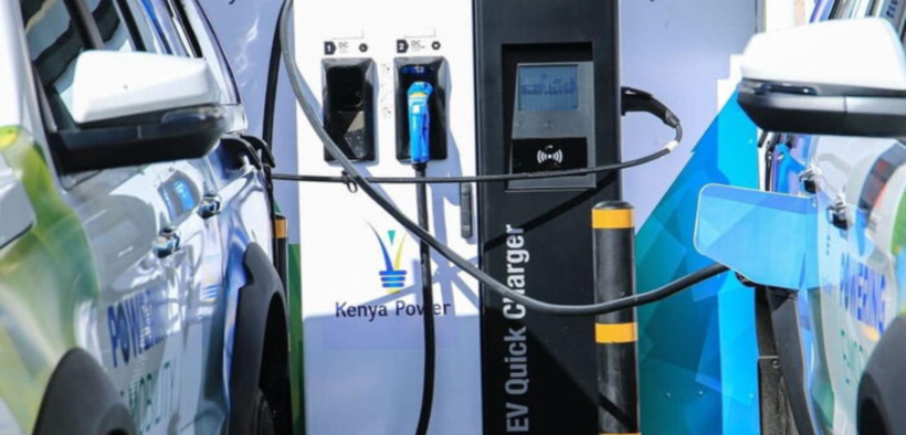 A vehicle is being recharged. Photo/ Kenya Power