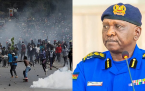 A photo collage of IG Douglas Kanja and protesters at Nairobi CBD during the Gen Z led Finance Bill demonstrations. PHOTO/ Courtesy.