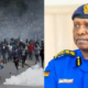 A photo collage of IG Douglas Kanja and protesters at Nairobi CBD during the Gen Z led Finance Bill demonstrations. PHOTO/ Courtesy.