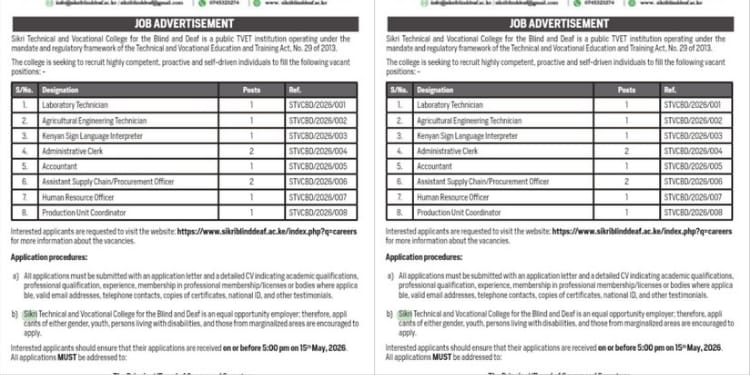 Sikri Technical and Vocational College for the Blind and Deaf advertisementPHOTO/Sikri
