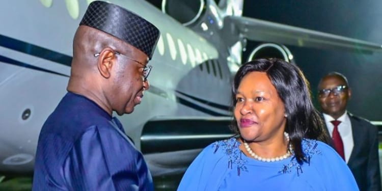 CS Rabecca Miano welcoming Sierra Leone president Julius Maada to KenyaPHOTO/Rabecca X