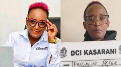 A collage of Pascaline Peter in her office and her at DCI Kasarani PHOTO/Nation, DCI