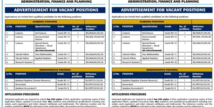 Notice of job advertisement by Rongo UniversityPHOTO/Rongo University