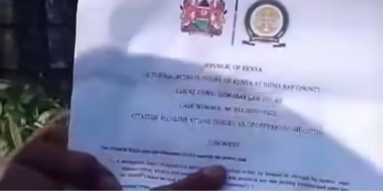 A screenshot of the papers the man allege is a court judgement PHOTO/FB