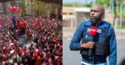 A collage of Larry Madowo and Arsenal fans in town PHOTO/COURTESY