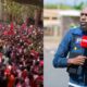 A collage of Larry Madowo and Arsenal fans in town PHOTO/COURTESY