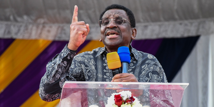 Siaya Governor James Orengo speaking during a burial in Ndori, East Asembo on May 1, 2026. PHOTO/ Orengo X.
