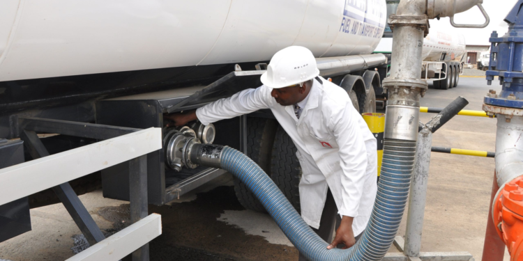 Kenya pipeline worker at the oil refinery tank . Photo/ kenya pipeline