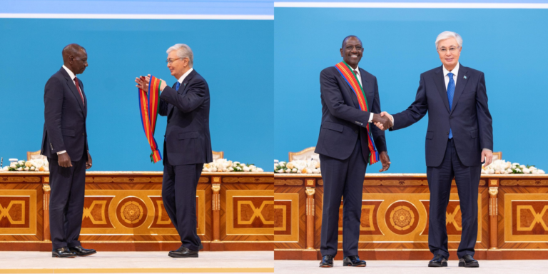 Ruto being Awarded Kazakhstan’s Order of Dostyk Friendship Medal . Photo/ Willam Ruto / X