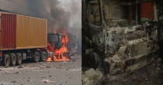 Chesumei Mp Hon. Paul Biego Polo Truck being burnt during the fuel price hike protest in Niavasha . Photo/ Paul Biego Polo/ fb