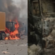 Chesumei Mp Hon. Paul Biego Polo Truck being burnt during the fuel price hike protest in Niavasha . Photo/ Paul Biego Polo/ fb