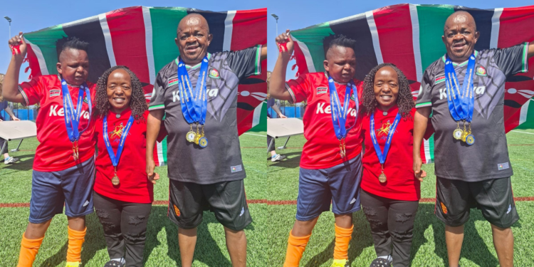Inspekta Mwala and the Kenyans who went to participate in the Dwarf Sports Association event in the UK. Photo/ Inspekta Mwala / x