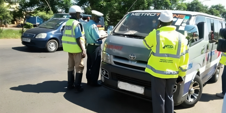 NTSA officer insecting a vehicle. Photo/ NTSA