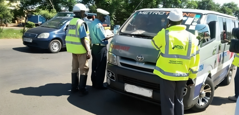 NTSA officer insecting a vehicle. Photo/ NTSA