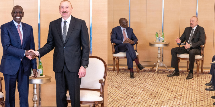 President Ruto together with Azerbaijan President IIham Aliyev at the Baku Olympic Stadium on May 17,2026 PHOTO/PCS