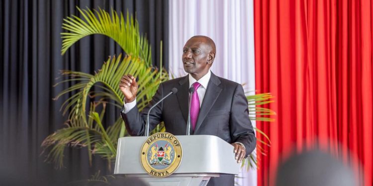 President William Ruto speaking during a meeting with representatives of the Kenyan diaspora from 40 countries, State House, Nairobi. PHOTO/PCS.