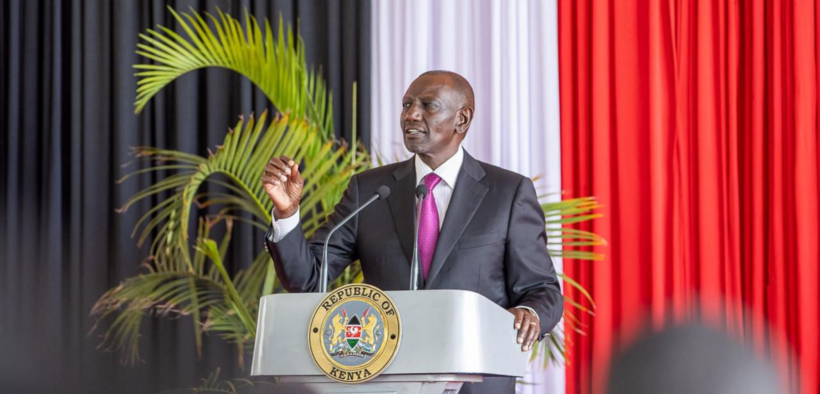 President William Ruto speaking during a meeting with representatives of the Kenyan diaspora from 40 countries, State House, Nairobi. PHOTO/PCS.