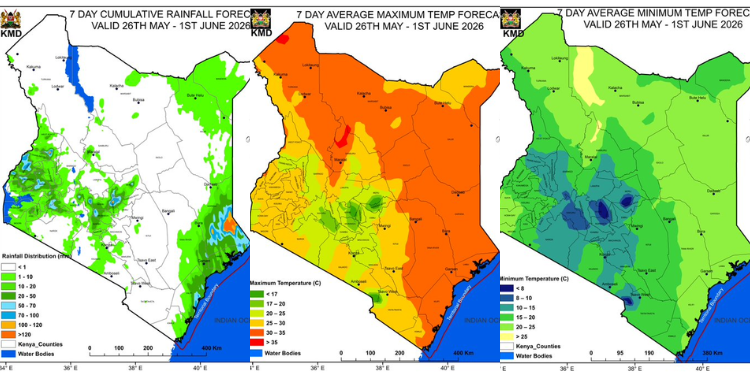 Kenya Met Warns of Heavy Rains and Cold Nights in Final Week of May